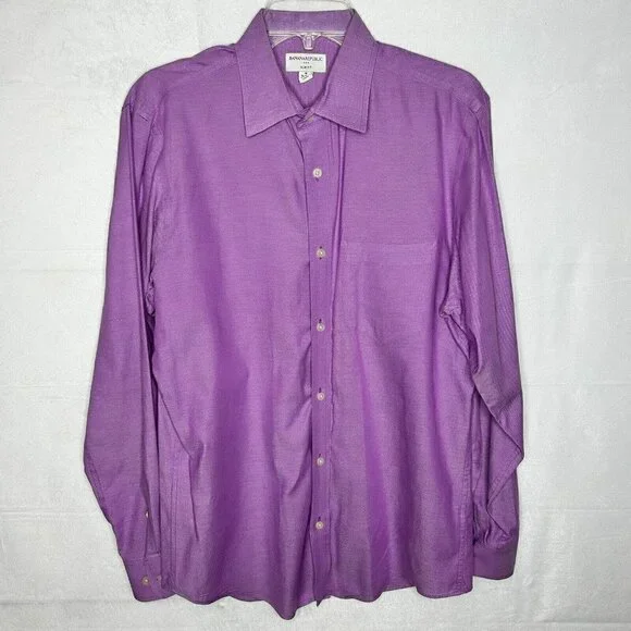 Banana Republic Purple Button-Down Slim Fit Shirt Sz M 15-15.5