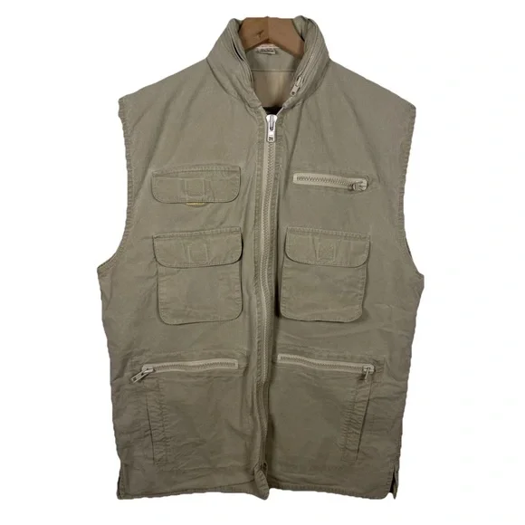 Vintage 1980s Banana Republic Safari Best Cotton Tan Mens Size L Fishing Cargo