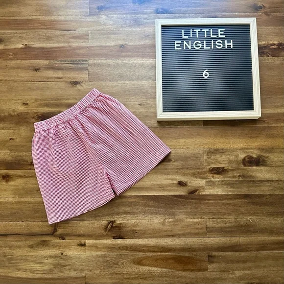 Little English Basic Red Gingham Seersucker Cotton Shorts 6