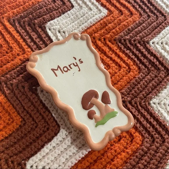 Vintage Mary’s mushrooms wall hanger scissors holder