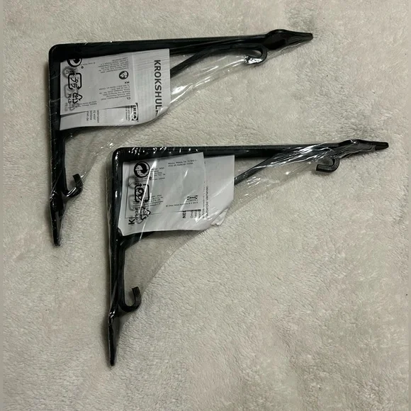 2 new IKEA KROKSHULT bracket black shelf home diy metal home decor wall hangin