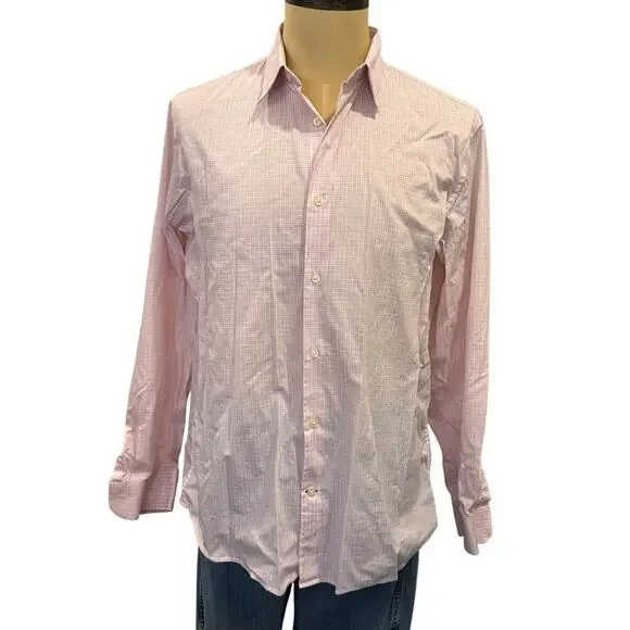 BANANA REPUBLIC Pink Slim Fit Button Down Shirt 16 - 16 1/2 L