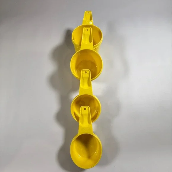 VTG Tupperware Measuring Cups Set 4 Yellow VTG Retro Kitchen MCM Baking Tools
