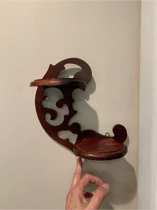 Vintage Wooden Fretwork Wall Shelf Scroll design - Home Wall Decor