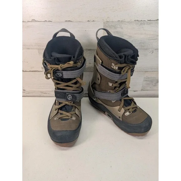 Marker Step-In Snowboard Boots Mens 10 US 43 EU Brown Lace Up Straps Step In