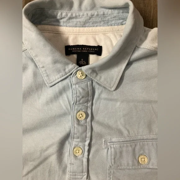 Banana Republic Men’s‎ Light Blue Small Fitted Pima Polo Shirt