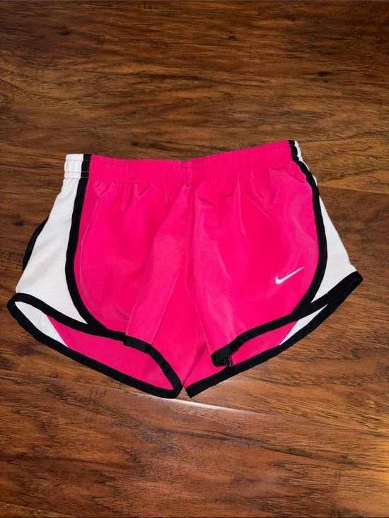 Nike Pink Girls' Athletic Shorts with Black & White Trim XS