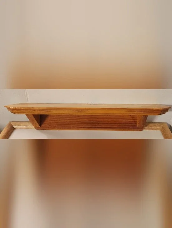 Vintage Solid Wood Floating Ledge Shelf 18” – Crown Molding Pine Wall Decor
