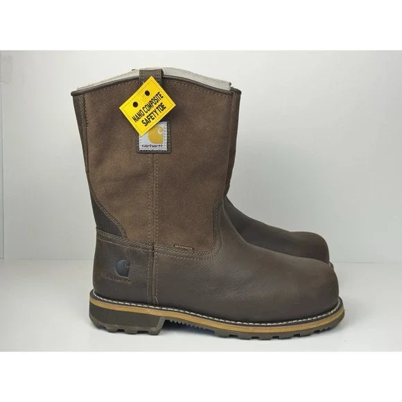 Carhartt Waterproof 10-Inch Men's Sz 11.5 Wide‎ Nano Composite Toe Pull Up Boots