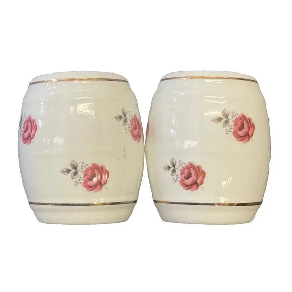 Sandford Fine Bone China Salt Pepper Shakers With Pink Roses‎