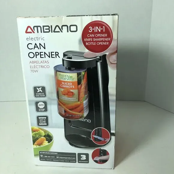 Ambiano Electric Can Opener‎ 3 in 1 Opener Sharpener Model 72813A1 Steel F3