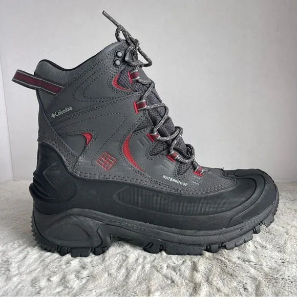 Columbia Men's Waterproof Hiking Boots - Gray and Red Size 10