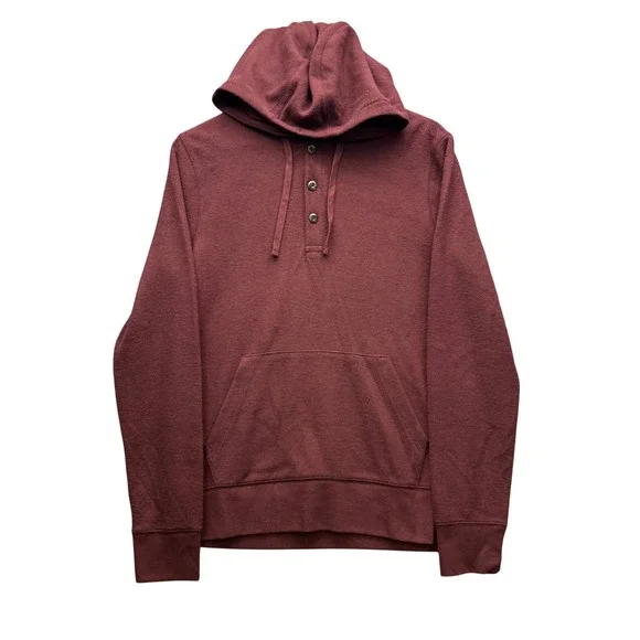 Banana Republic Henley Hoodie Mens Small Burgundy Long Sleeve Outdoor