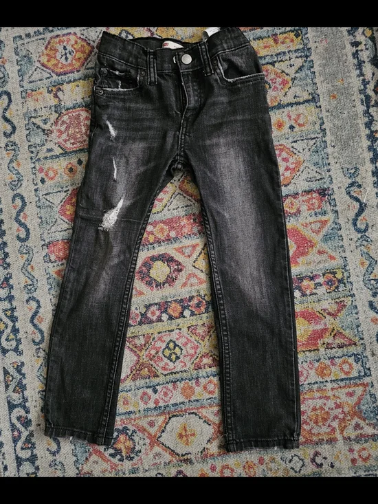 Levi's Black Washed Distressed Kids Jeans