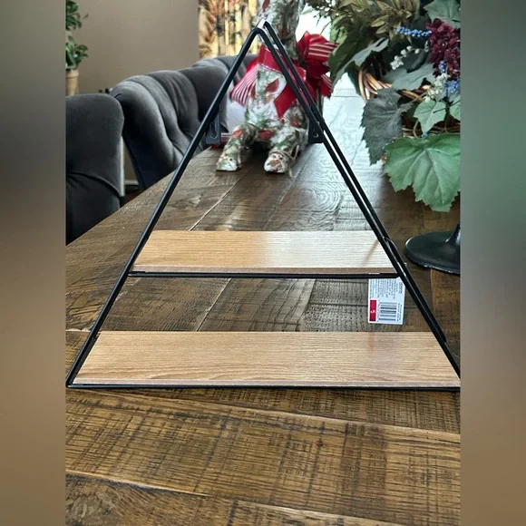 Modern Black and Brown Triangular Wall Shelf
