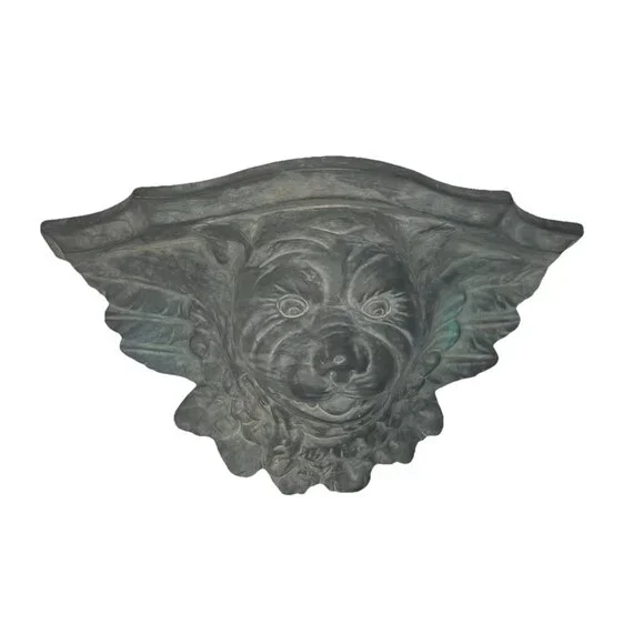Gargoyle w Wings Face Head Gray Pottery Shelf Decor Head 10