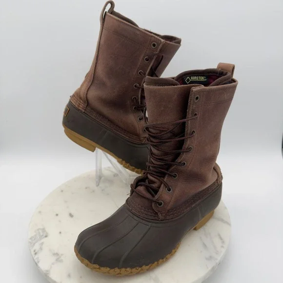 LL Bean Maine Hunting Shoe Mens 7M Brown Gore Tex Thinsulate Duck Boots 10in