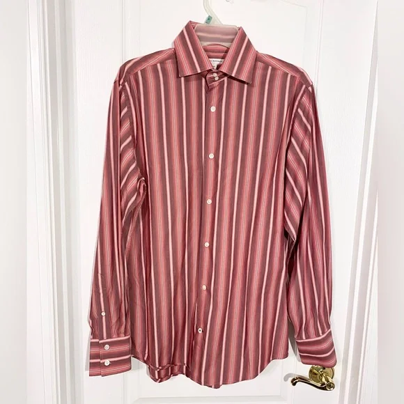 Y2K Banana Republic Striped Dress Shirt Vintage Red Men’s Medium