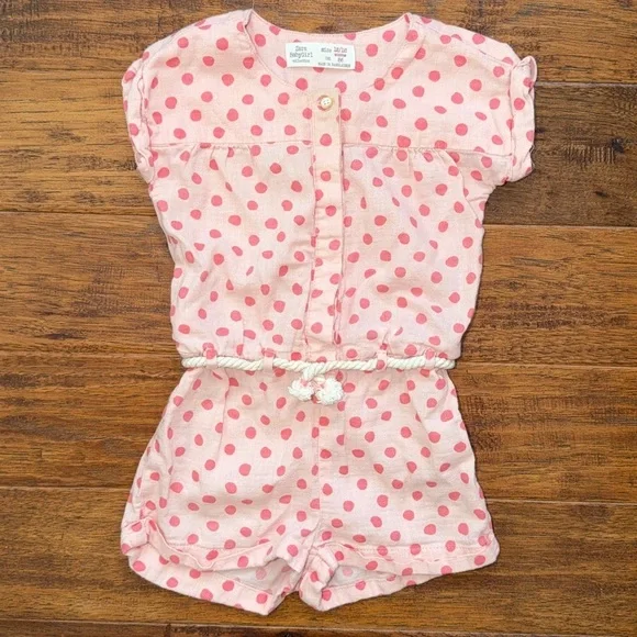 Zara Babygirl Shorts Jumper, 12-18M, Pink Polka dot