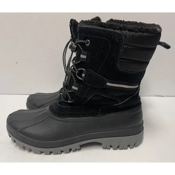 Lands End Youth size 5 Kids Lace Up Black Snow Waterproof Duck Boots‎