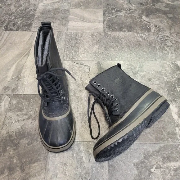 Sorel 1964 Premium T Boot Black Waterproof Leather Snow Duck Mens 8.5 NM1561-010