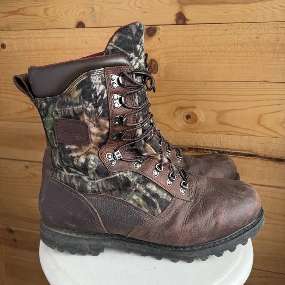 Cabela's Iron Ridge Leather GORE-TEX Boots 16D Camo‎ Winter Hiking Heavy Duty