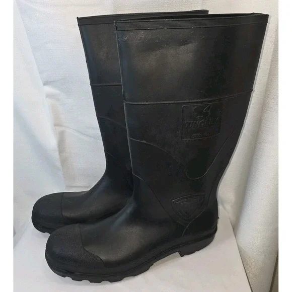 Tingley Waterproof Rain Boots Mens US 12 Black Rubber Mid Calf Pull On Round Toe
