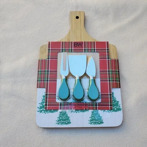 Boston Warehouse Bamboo Wood Cheese Board Set - 4 Pieces
