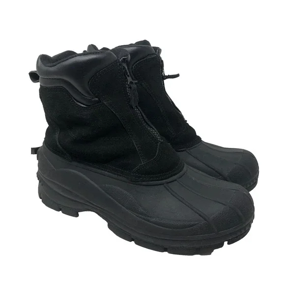 Elk Woods Slushy Snow Boots Mens 9 Black Suede Zip Outdoor Waterproof Hiking