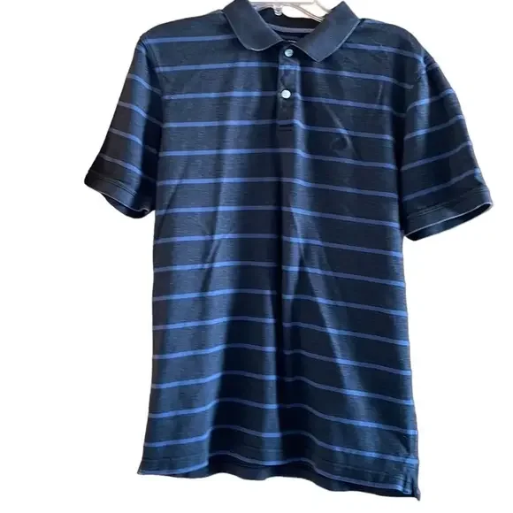 Banana Republic Men’s Cotton Polo Shirt Grey Blue Striped Size‎ Large