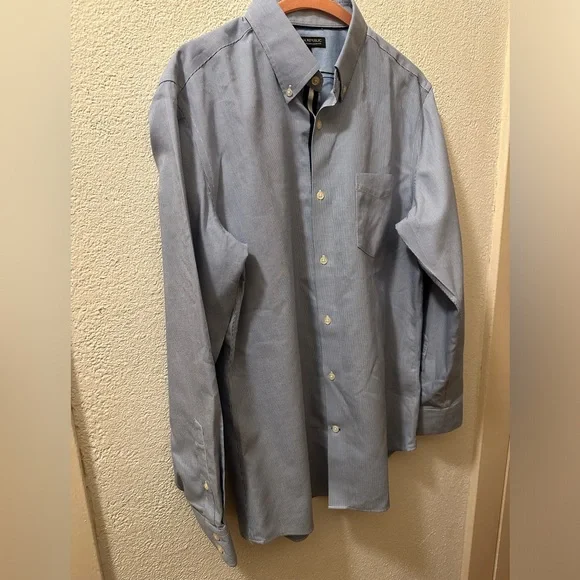 Banana Republic Dress Shirt Men Blue/ White Cotton Long Sleeve Button Down Sz L