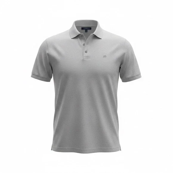 Banana Republic Mens XL Tall Gray Elephant Logo Standard Fit Polo Shirt Pinhole