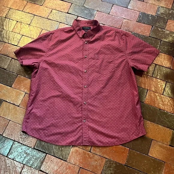 MEN SHIRT XXL Banana Republic short sleeve button up/Red
