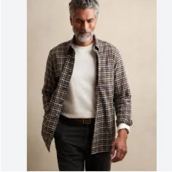 Banana Republic Untucked Flannel Shirt Organic Cotton