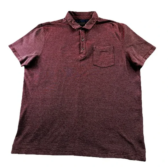 Banana Republic Polo Shirt Mens‎ XL Red & Cream Short Sleeve Wicking Pique