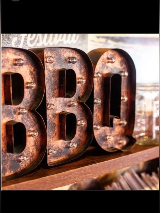 New lighted Rustic Copper-Look Marquee Letters B B Q (never used)