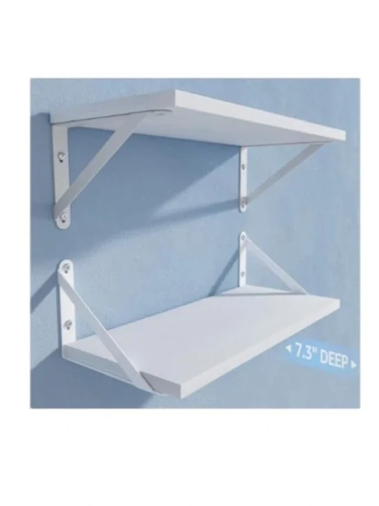 Wall Shelves Set in White Metal Shelf Brackets