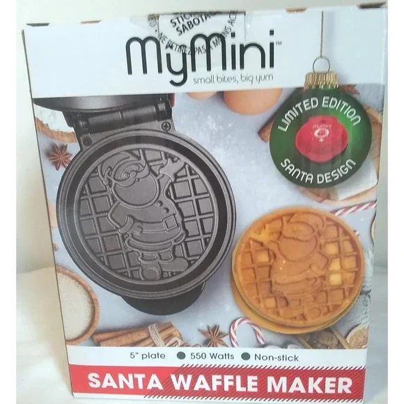 Waffle Maker My‎ Mini Santa Red Non-Stick 5