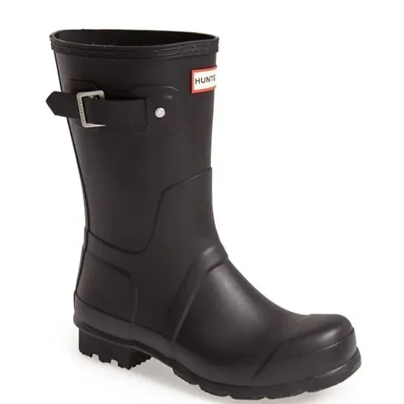 HUNTER Original Short Waterproof Rain Boot, Rubber Black,‎ Size 10, NWT