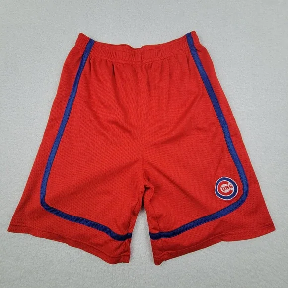 MLB‎ Chicago Cubs Basketball Shorts Kids XXL 18 Red Polyester Mesh Athletic