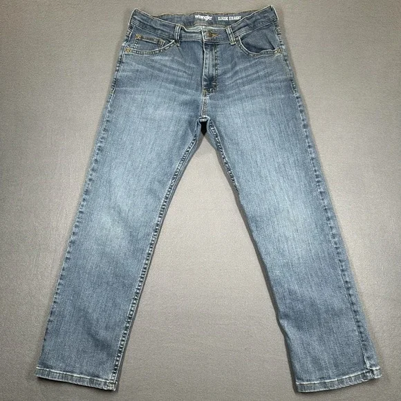 Wrangler‎ Jeans Boys 14 Husky Blue Denim Classic Straight Fit Stretch Whisker