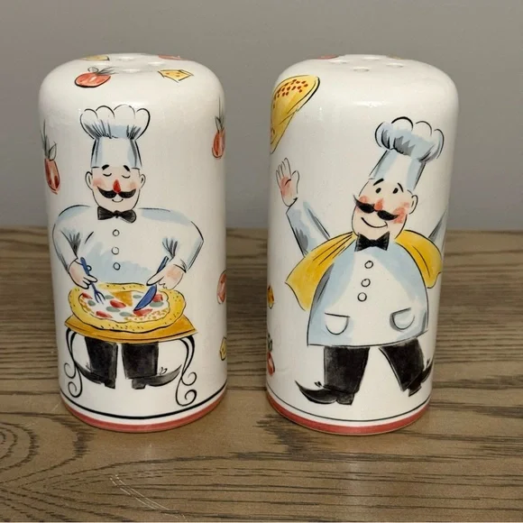 Vintage Ceramic Classic Parmesan Cheese & Hot Pepper Flake Shaker Jars