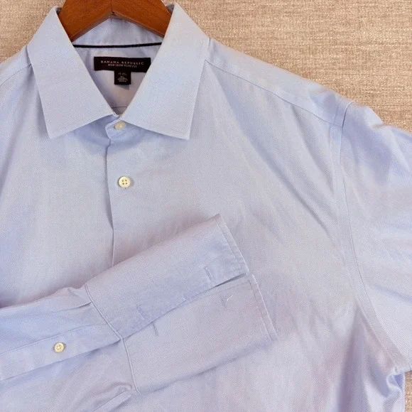 Banana Republic 17-17.5 XL Slim Fit No-Iron French Cuff Royal Oxford Dress Shirt