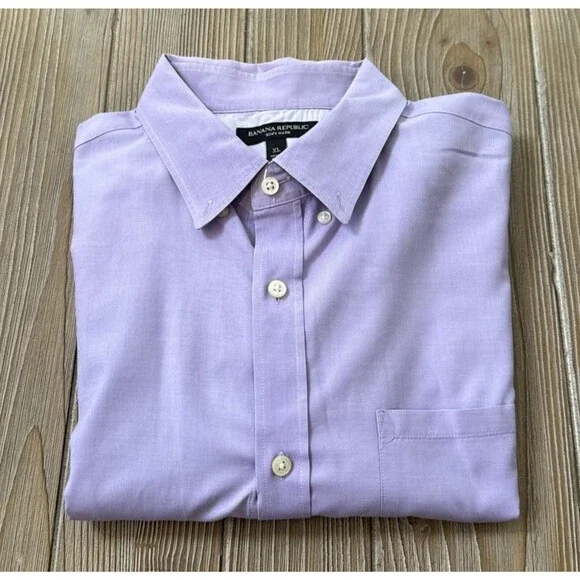 Banana Republic Shirt Men's XL Soft Wash Long Sleeve Lavender Button Down Casual
