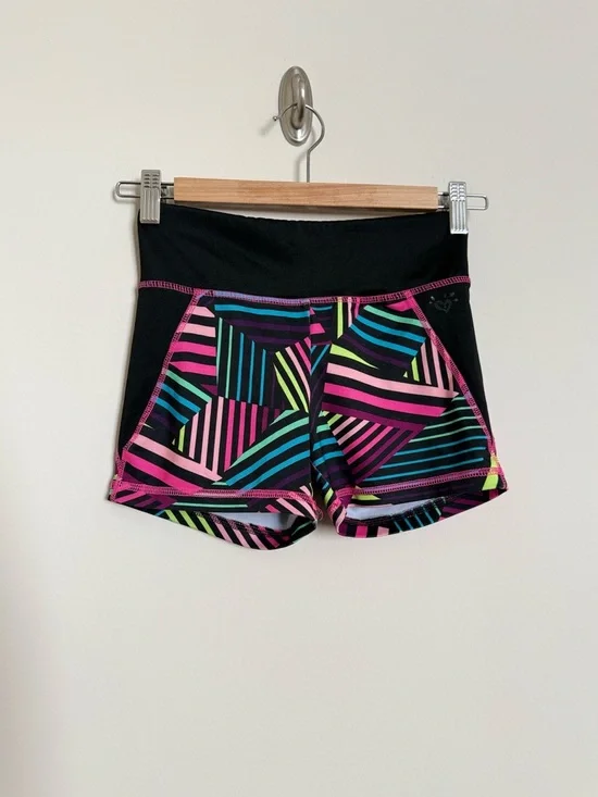 Justice Active Neon Geometric Athletic Shorts Size 10 Workout Dance Gym