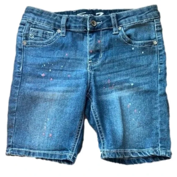 Seven7 denim jean bermudas shorts paint splatter