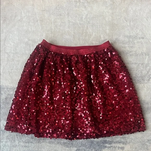 (093)Cat & Jack Sparkling Red Sequin Mini Skirt