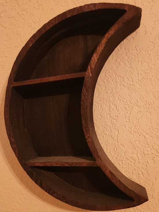Dark Brown Crescent Moon Wall Shelf - Home Wall Decor