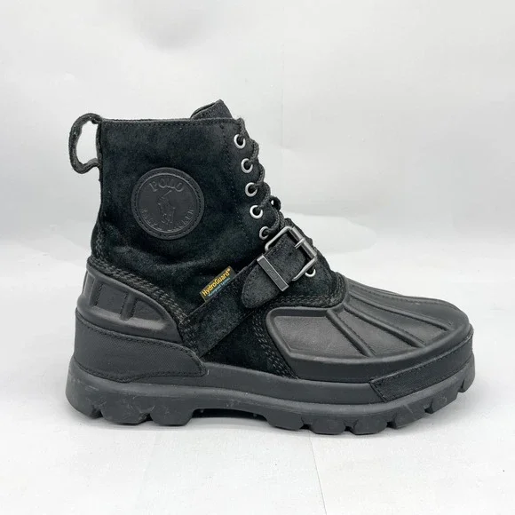 Polo Ralph Lauren Mens 9.5D Oslo High BT WP Black Leather Suede Duck Boots Shoes
