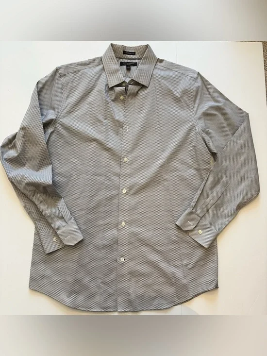 Banana Republic Camden Fit Men's Gray Patterned Dress Shirt Large
